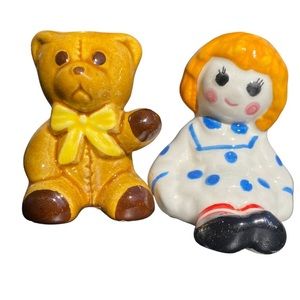 Vintage Salt + Pepper Avon Raggedy Ann + Teddy Bear